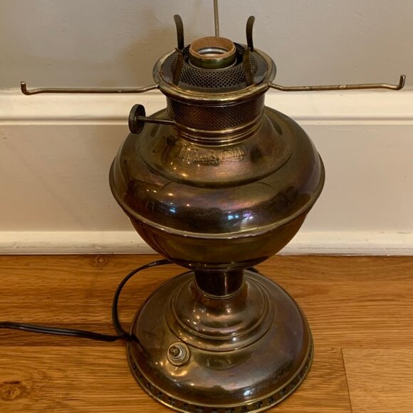 Antique Miller Vestal brass table lamp, electrified
